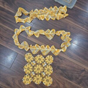 Crochet, Vintage Yellow & White Cotton